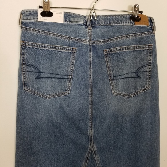 American Eagle Women Dress Slit Front Denim Maxi Skirt 12 Blue Stretch Comfort - Picture 5 of 12
